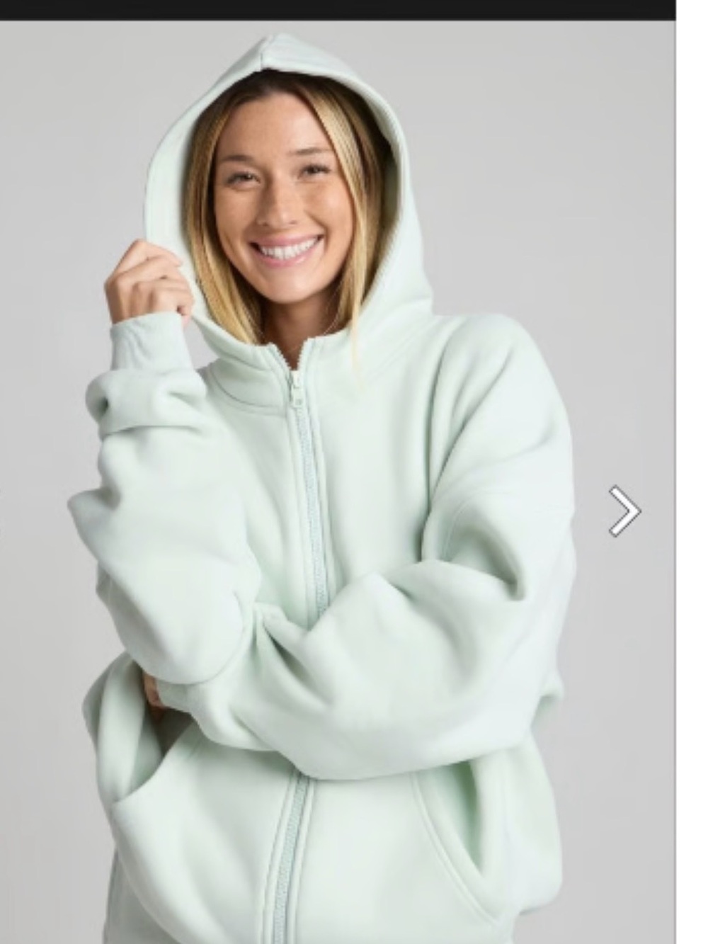 Comfrt Cozy Zip-Up Hoodie in Pale Mint